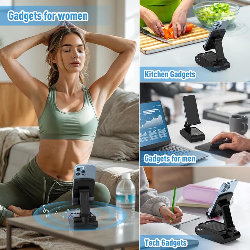 Gifts for Men, Cell Phone Stand with Wireless Bluetooth Speaker, Birthday Gifts for Mens Dad Boyfriend, Cool Gadgets for Men, Anniversary Ideas Gift, Compatible with iPhone/iPad/Samsung Galaxy