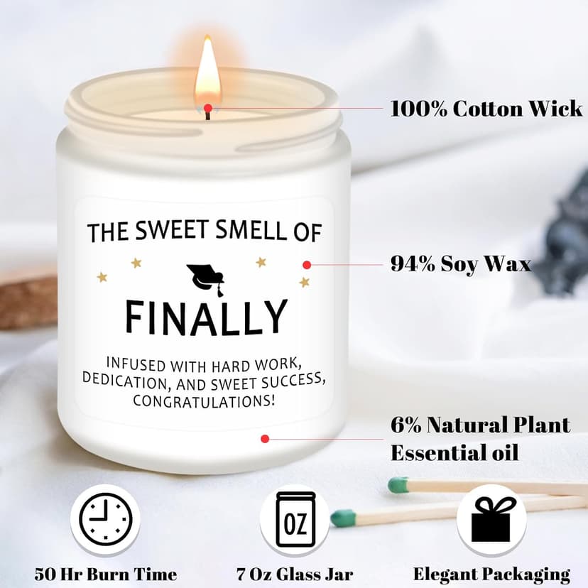 Homsolver Funny Graduation Gift for Her Him, College, High School, Masters Degree, Phd, Nurse Graduation Gifts for Women & Men, Scented Candles B0GD6TWT8M