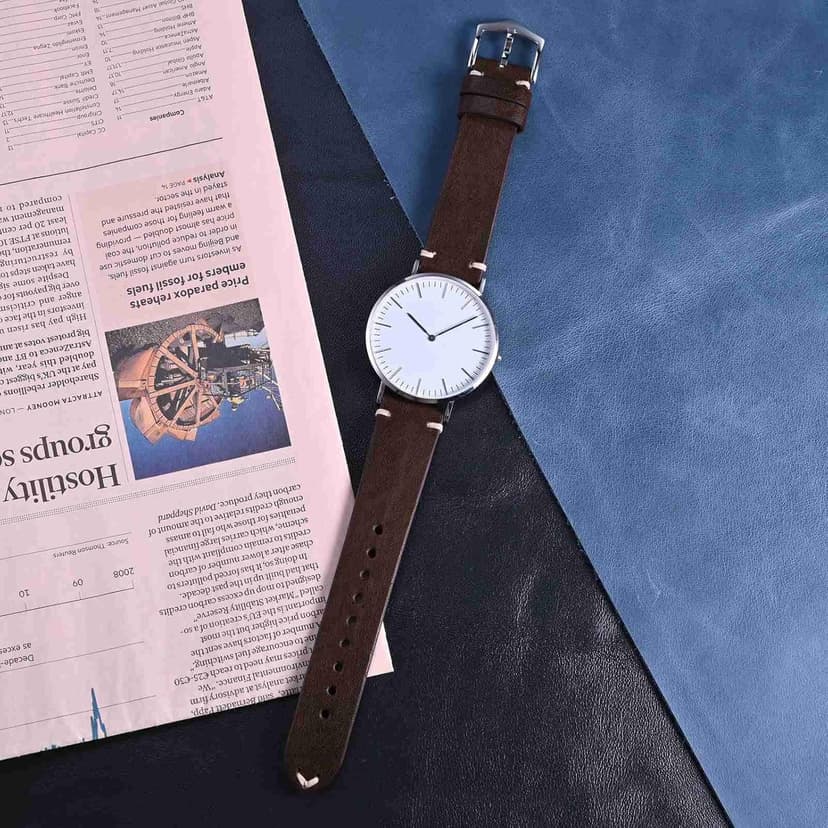 BISONSTRAP Men's Watch Bands, Hand-Stitched Leather Watch Straps, Quick Release, 18mm 19mm 20mm 21mm 22mm