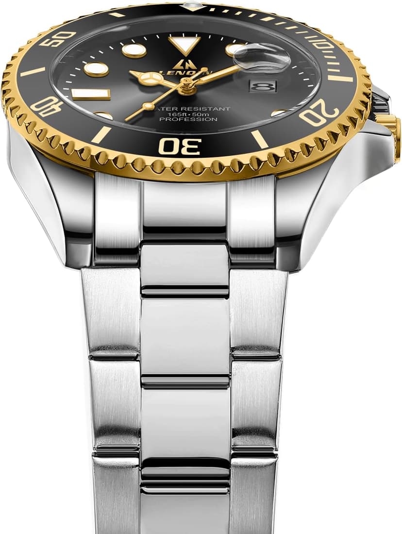 LN LENQIN Mens Watches Stainless Steel Waterproof Analog Quartz Watch for Men with Date Luminous Fashion Wristwatch