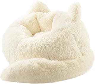 Achicsofar Bean Bag Chair for Adults Teens Giant Faux Fur Bean Bag Chairs with Filler Fluffy Plush Cat Shaped Beanbag Couch Comfy Accent Floor Sofa for Gaming, Reading in Living Room, Bedroom, Dorm
