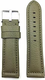 NewLife 26mm Long, Olive Green Leather Watchband Compatible with Panerai Watch | Thick, Smooth, Medium Padded Replacement Watchstrap Bracelet that brings to Any Watch (Mens Long Length)