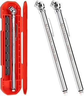 ETENWOLF Pencil Tire Pressure Gauge 2 Pack (10-50PSI, 20-120PSI) with 16 Tire Caps Calibrated to ANSI B40.1 Grade B(2%), Stainless Steel Body, Car Accessories for Cars, Pickups, RVs, Bicycles
