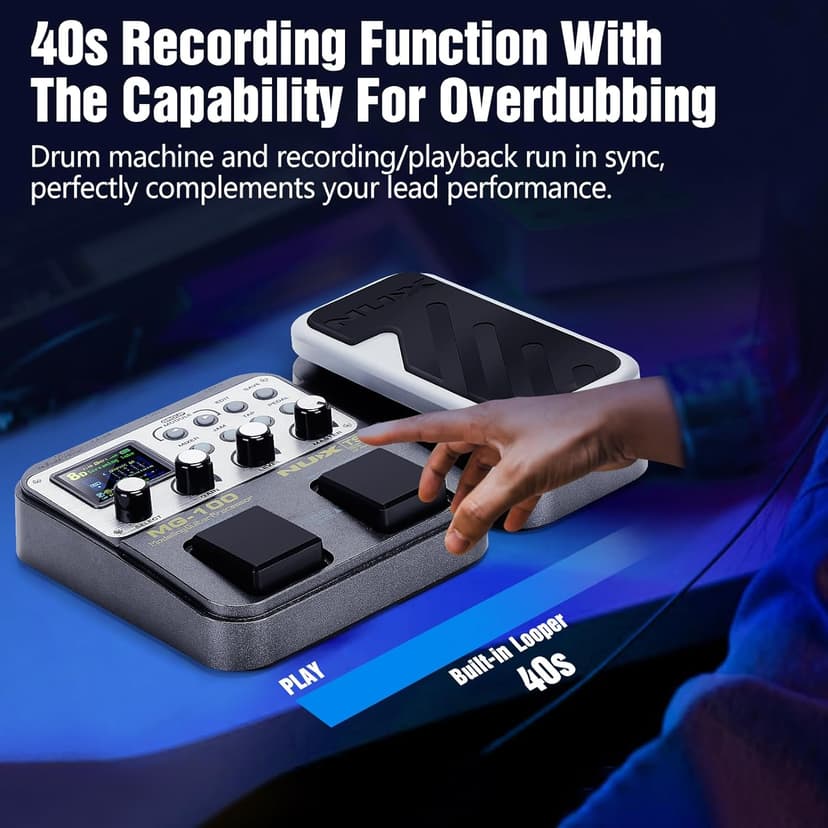 MG-100 Professional Multi Effects Guitar Pedal, Electric Guitar Effects Pedal with 58 Effects, Guitar Effects Processor with Wah Pedal for Sound Di Box Electric Guitar Bass Loop Amplifier Tube Pedal