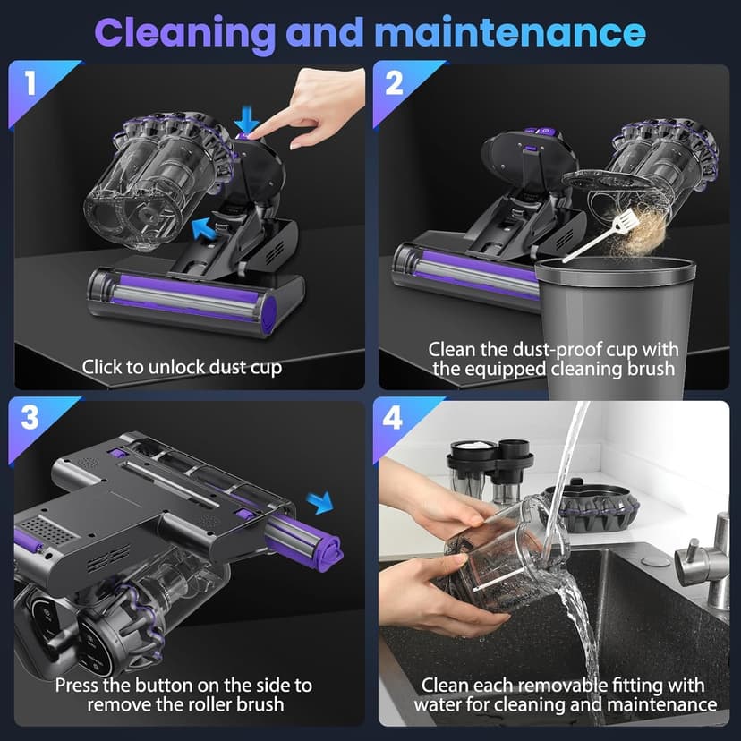 Mattress Vacuum, Bed Vacuum Cleaner with 16Kpa Suction 253.7nm UV-C Light, 145°F Heat & 30000 RPM/Min Tapping, HEPA Filter & Ultrasonic, 600W Powerful Vacuums for Bed, Sofa, Couch(Corded)