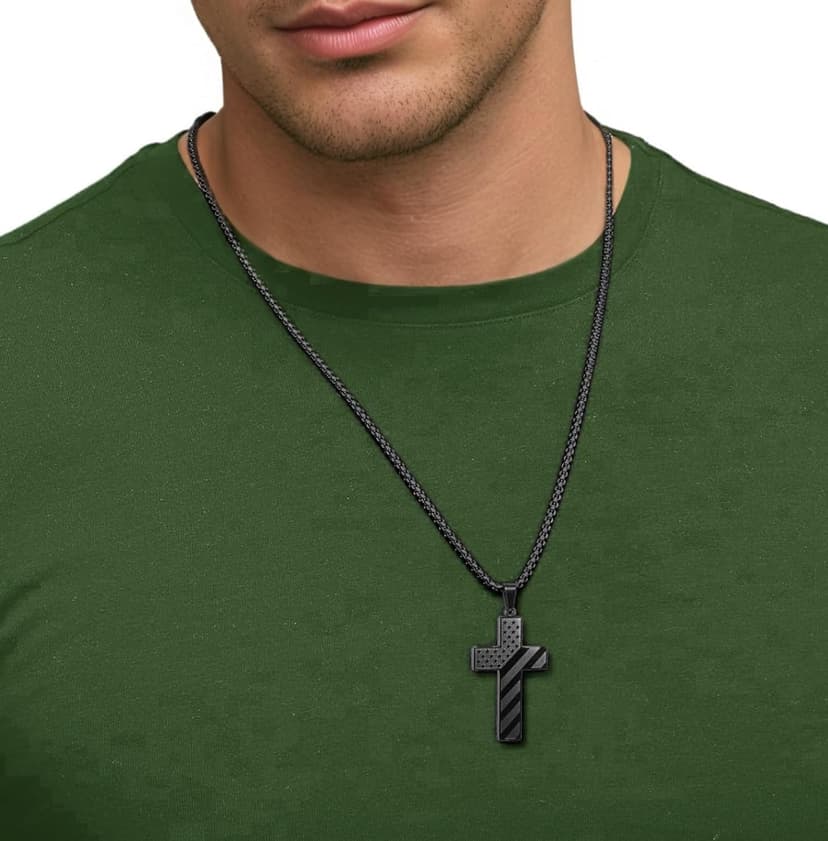 Gift for Dad, Cross Necklace Wallet Card for Dad, Father's Day Birthday Christmas Gift for Father from Daughter Son