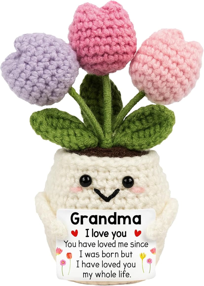 Grandmother Gift from Grandson, Granddaughter - 5.51'' x 4.13'' Mimi Gigi Nana Positive Support Crochet Gifts for Grandma from Grandkids - Christmas Birthday Grandma Gifts B0FT2DV65Z