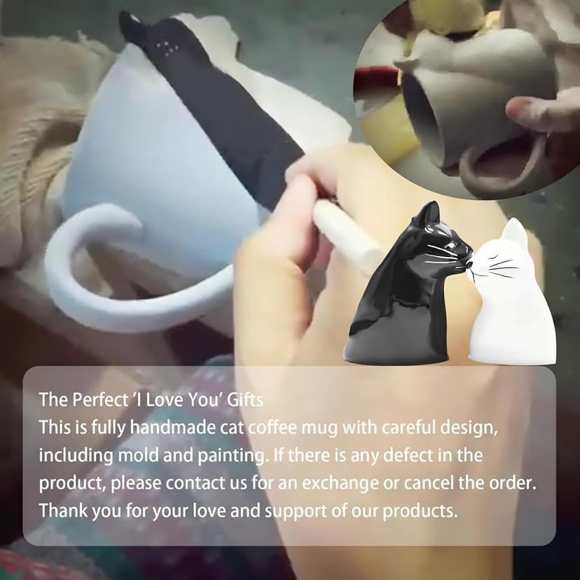 Couple Gifts Cute Kissing Cat Mug Matching Couples Stuff Ceramic Coffee Mugs for Wedding Gifts Anniversary Valentines Engagement Gifts for Couples Cat Lovers 12oz B07MQCGDH6