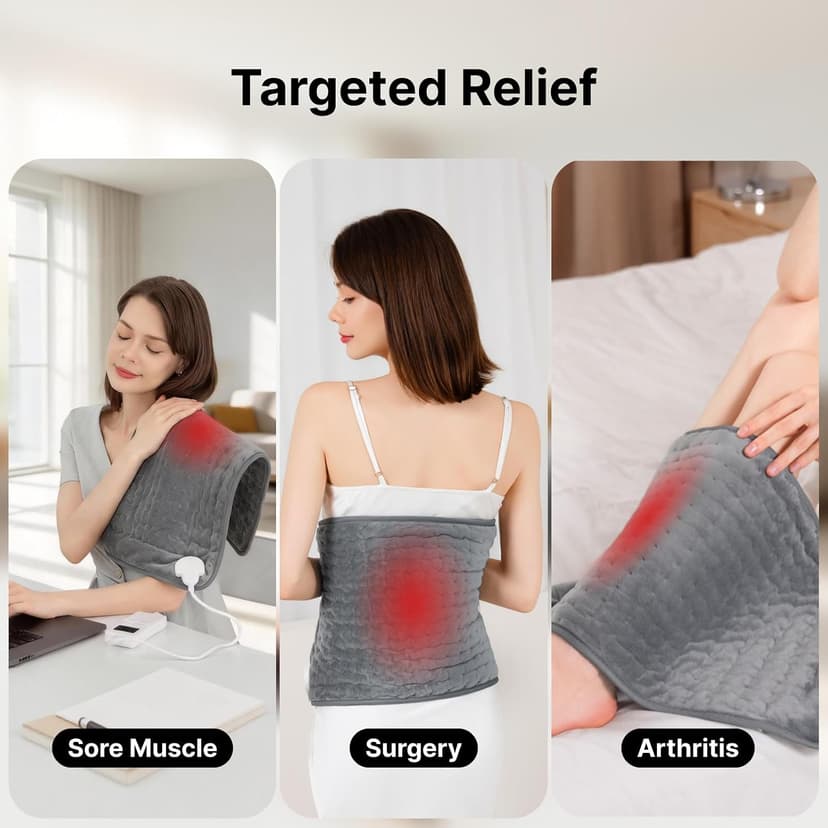 Heating Pad for Back, Neck, and Shoulder Pain Relief, Electric Heat Pad with 6 Heat Levels, Moist Heat Option, Auto Shut-Off, Birthday Christmas Gift for Women Men Mom Dad Grandma, Gift for her B0FL23X3DZ