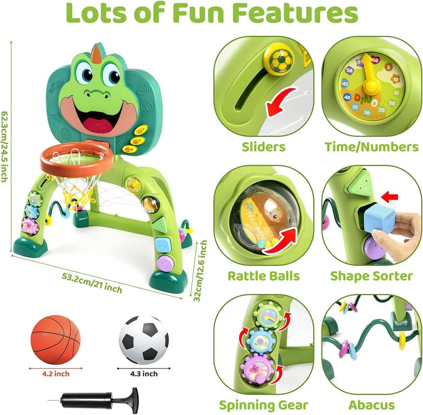 Boy Girl Toys for 12-18 Months with Sound Music, Interactive Learning Birthday Gift for Kids Marstone Toddler Basketball Hoop Soccer Goal Activity Toy for 1-3 Years Old B0FF9X3J72