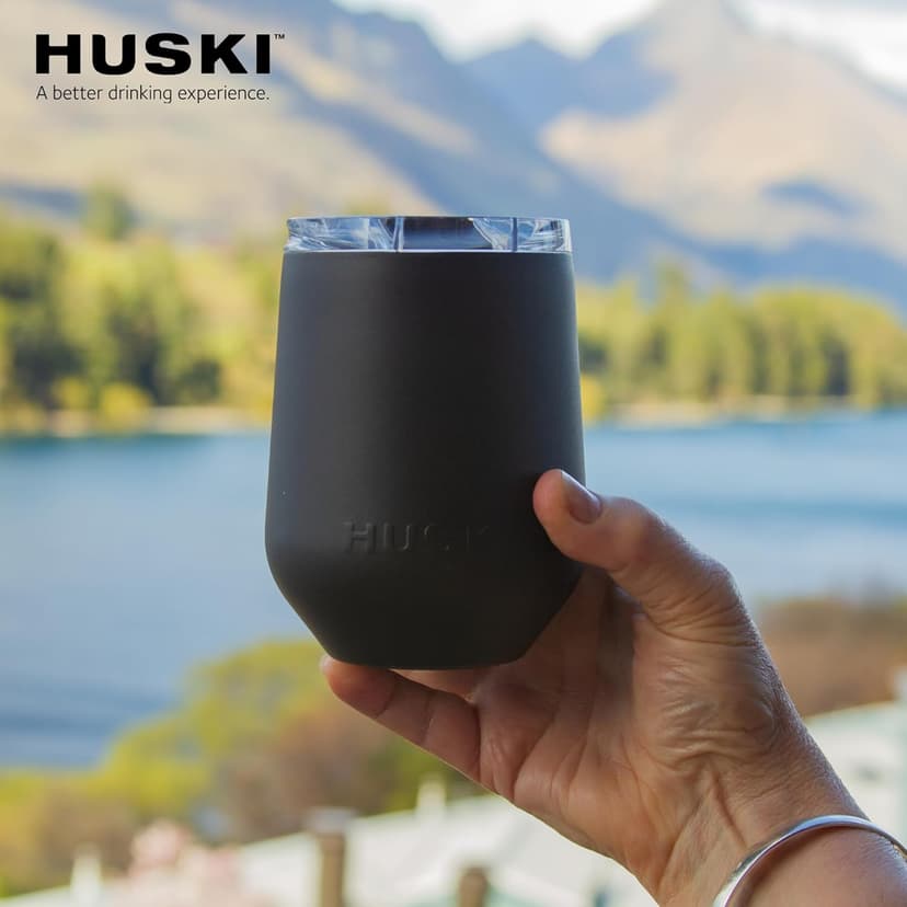 Huski Wine Tumbler 2.0 | NEW | Award-winning Design with Detachable Stem | Premium Stainless Steel Wine Glass with Lid | Triple Insulated Tumbler | 12oz Capacity | Great Gift (Champagne)