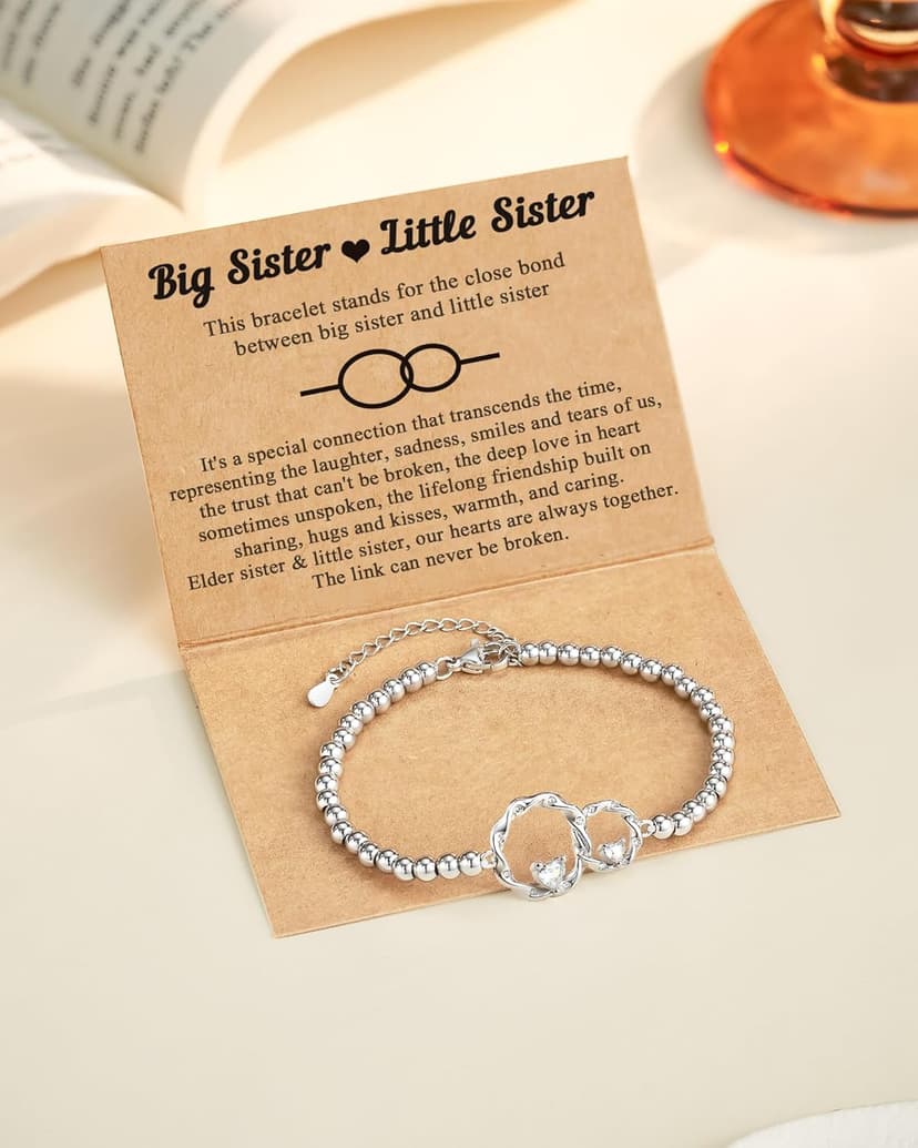 Tarsus Eternal Love Connected at Heart Interlocking 2 Circles Bracelet - Sister Gifts for Birthday, Christmas, Big and Little Sisters