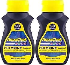 AquaChek Yellow 4-Way Test Strips for Pool & Spa – 50 Count – Lab Verified Accuracy for pH, Chlorine, Alkalinity & Cyanuric Acid – Fast Results – Made in USA - (2-Pack)