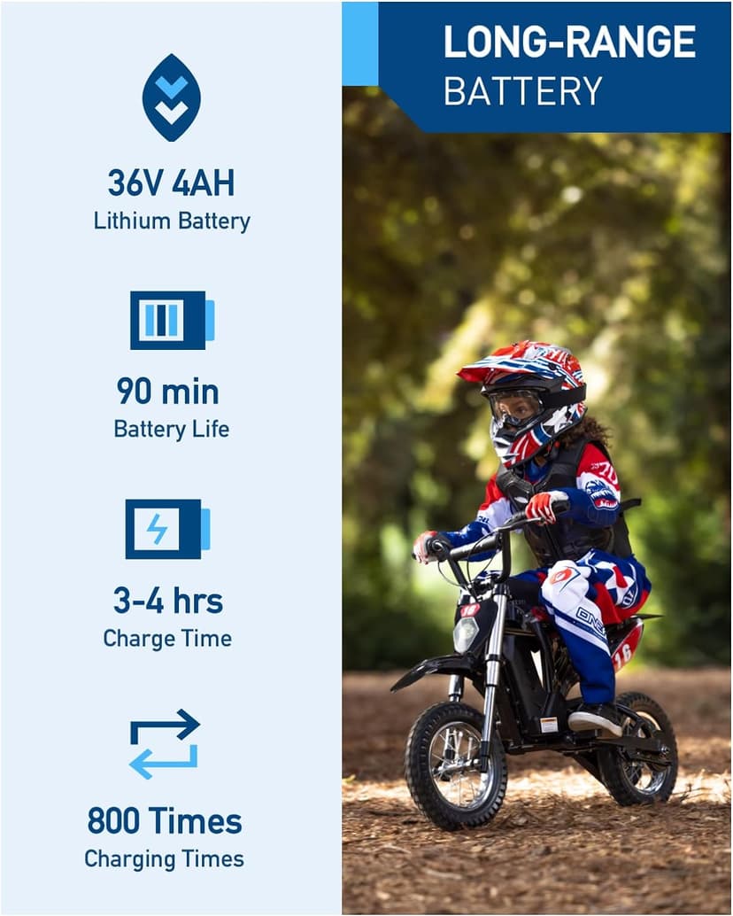 Hiboy DK1 36V Electric Dirt Bike,300W Electric Motorcycle - Up to 15.5MPH & 13.7 Miles Long-Range,3-Speed Modes Motorcycle for Kids Ages 3-10