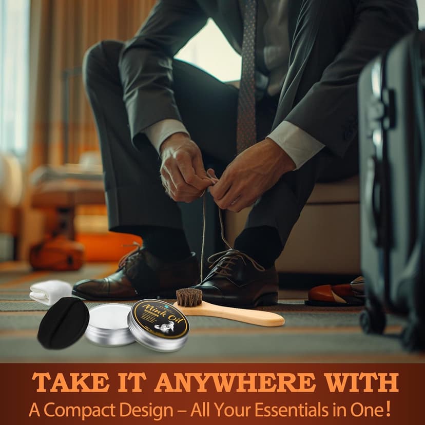 Feilove 4-in-1 Mink Oil Leather Conditioner and Cleaner 3.52 oz - Premium Waterproof Formula for Boots and Shoes