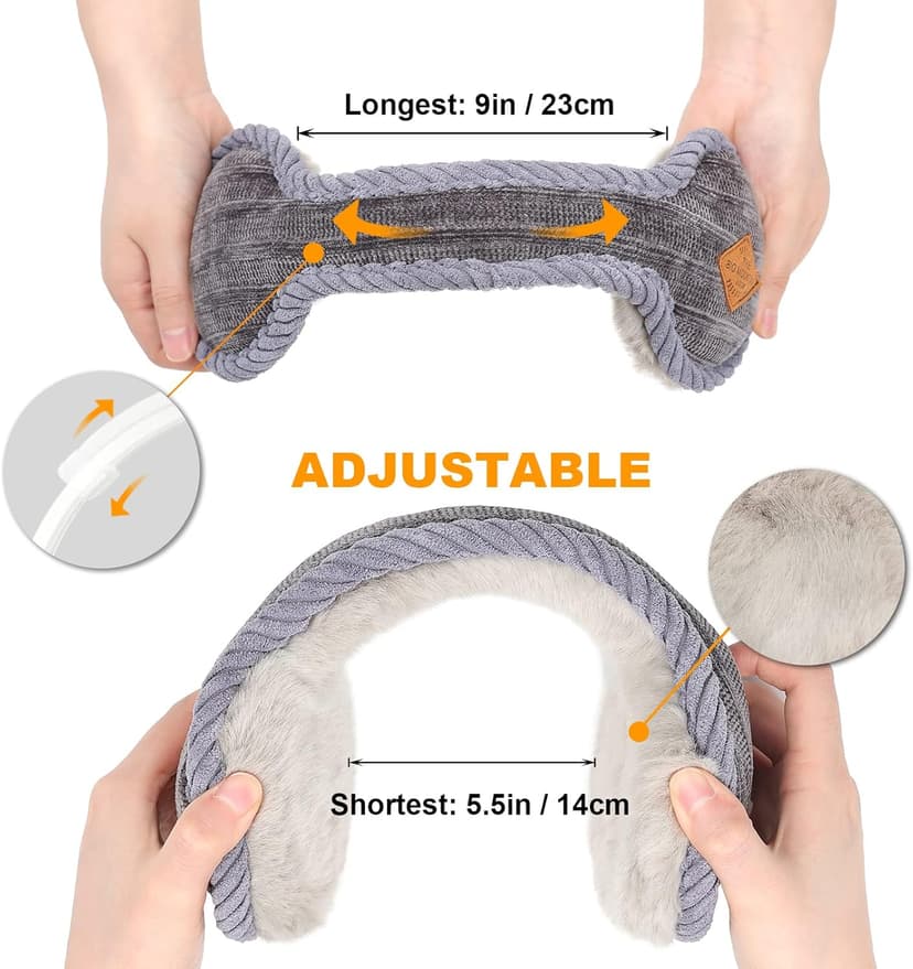 Surblue Winter Unisex Earmuffs Knit Foldable Adjustable Wrap around Ear Warmers