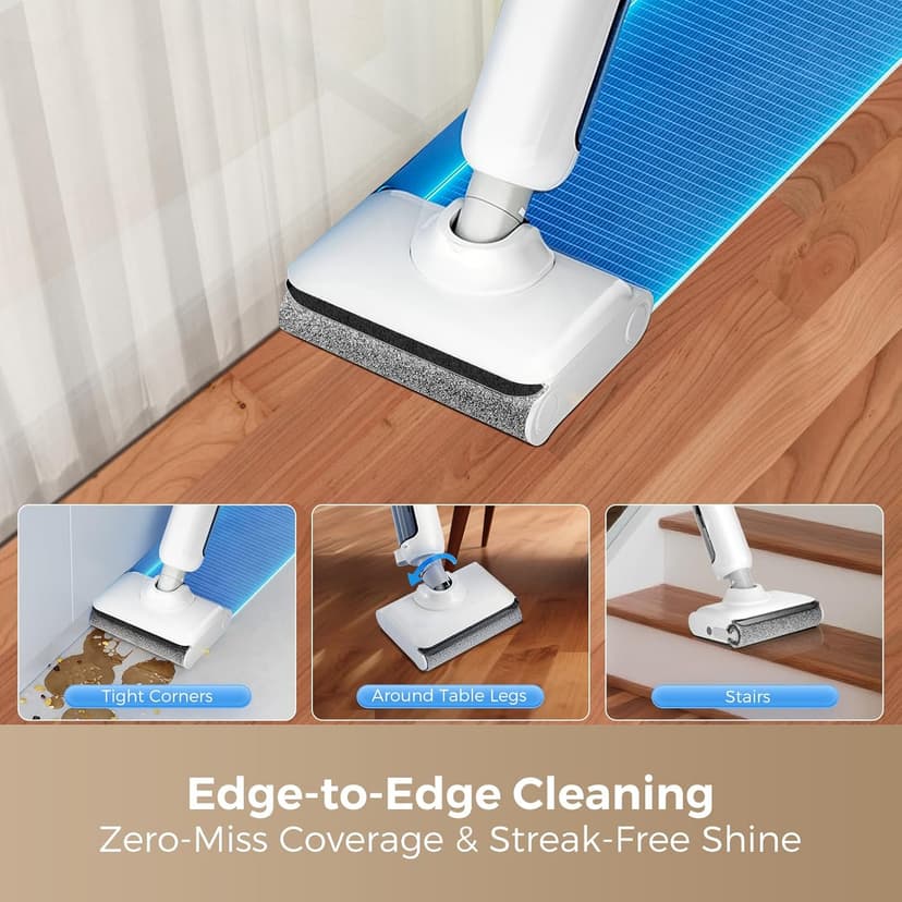 Wet Dry Vacuum Cleaner, 180°Lie-Flat Vacuum Mop All in One with Auto Self-Cleaning, Smart Floor Cleaner Machine for Hard Floor, 45 Mins Runtime, Edge Cleaning, Self-Propelled Vacuum Mop Combo