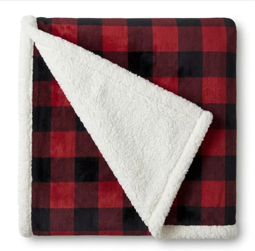 Eddie Bauer - Blanket, Super Soft Reversible Sherpa & Brushed Fleece Bedding, Throw Blankets for Couch, Ideal for Lounging (Cabin Plaid Red)
