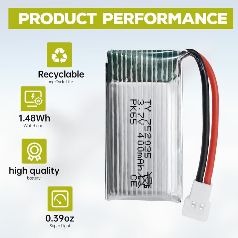 5PCS 3.7V 400mAh Lithium Battery with 5 in 1 Charger for SYMA Q11 H99W H31 H6C H98 AT-96 TR-C385 TR-P51 TR-F22 Quadcopter Spare Parts Aircraft Model Drone Battery (Black)