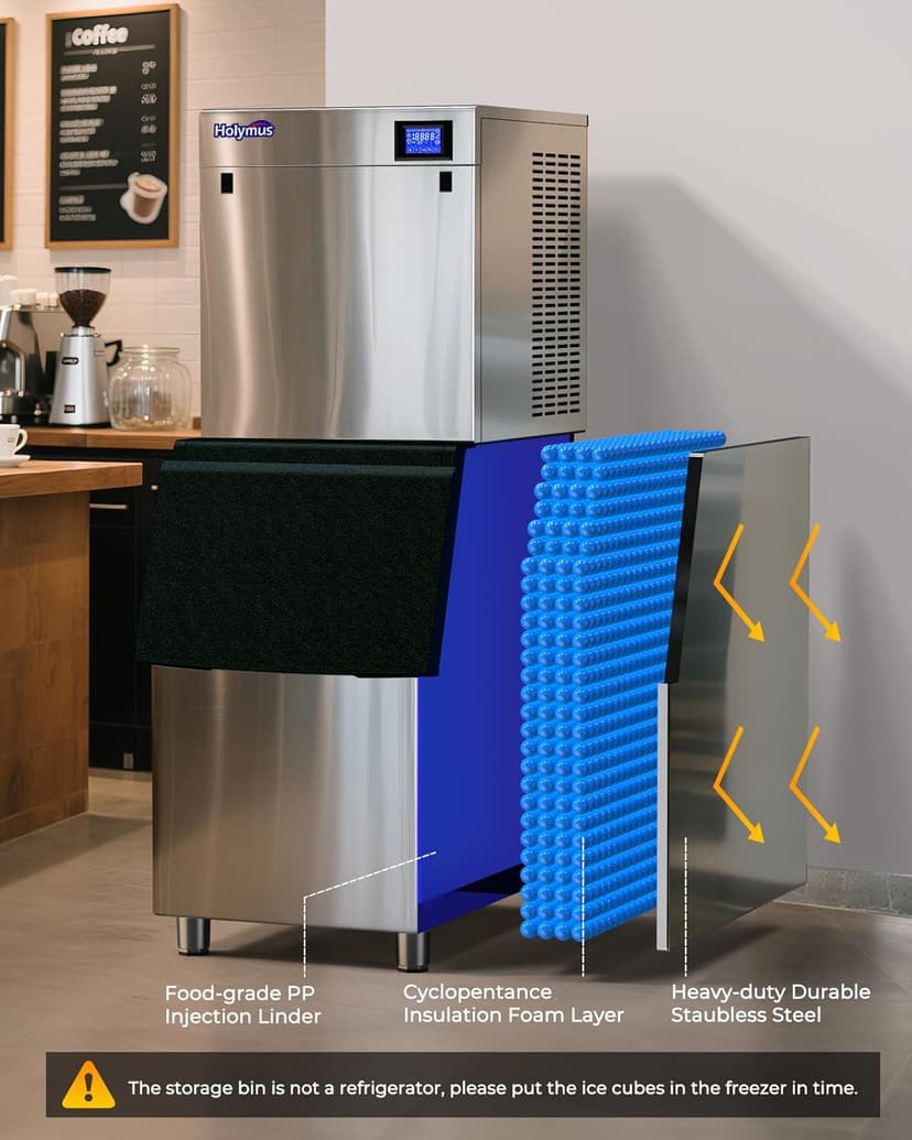 22" Commercial Nugget Ice Maker Machine 420LBS/24H with 350LBS Storage Bin, Nugget Ice Style, Air Cooled Powerfull Compressor, Industrial Nugget Ice Machine for Business