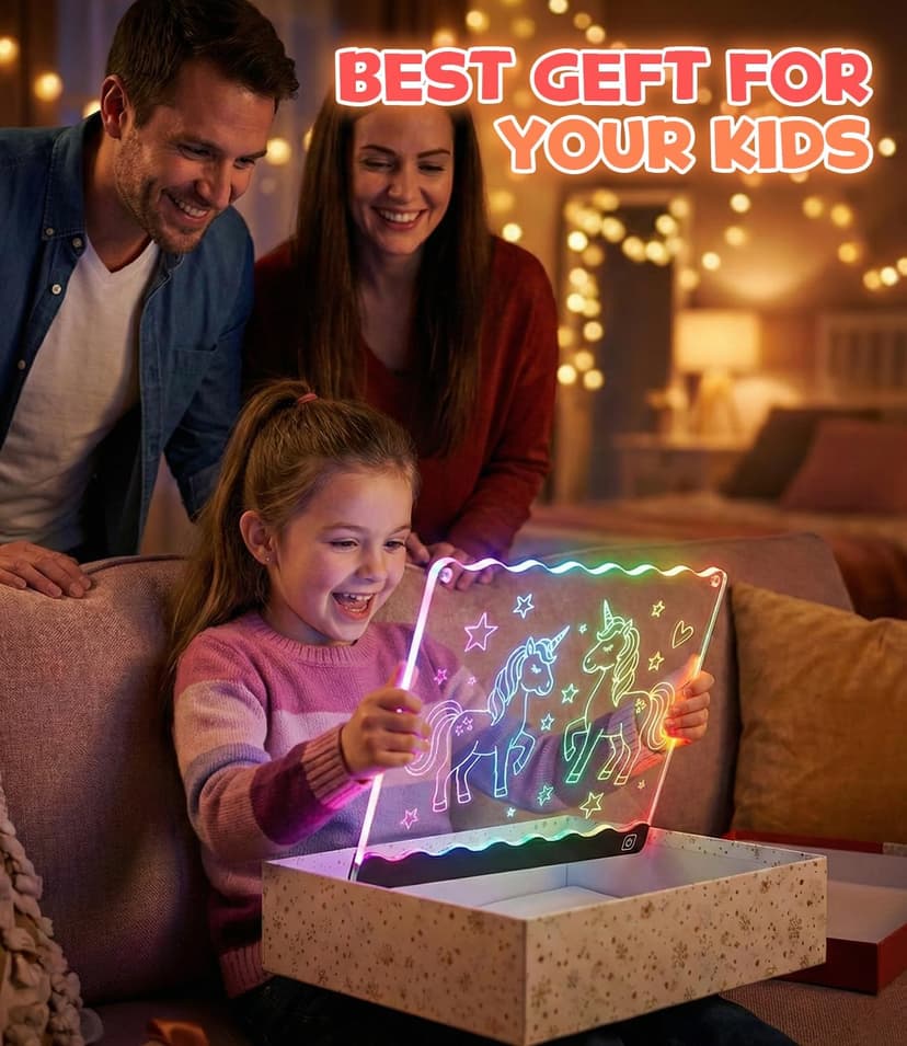 USB-C 10" Light Up Coloring Pad, 7 Color Doodle Glow Tablet, 7 Pens, 10 Tracing Sheets, Unicorn Birthday Gift Age 4 5 6 7 8 9 LED Drawing Board for Girls, Arts Gifts Kit and Crafts Toys for 3+ Year Old B0GDCX74KL