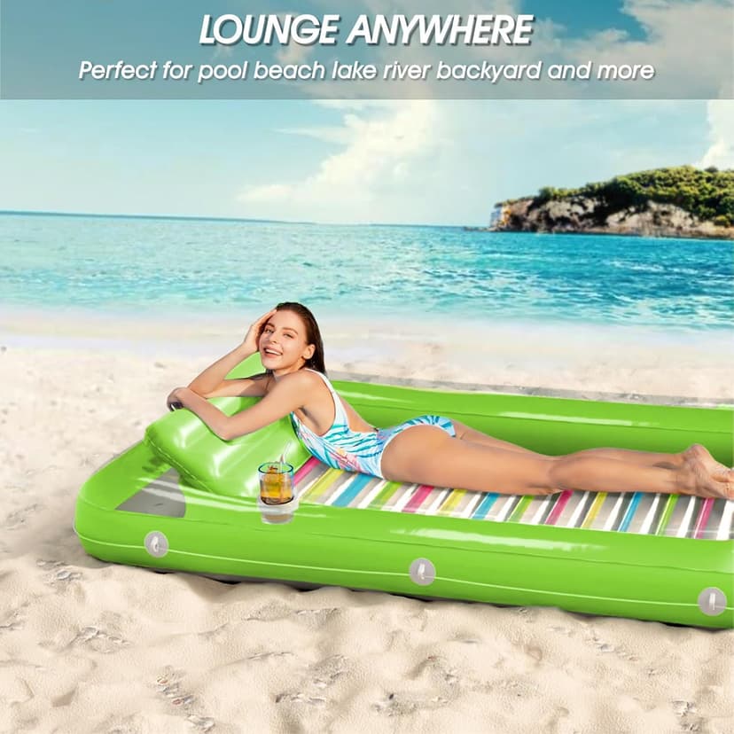 Inflatable Tanning Pool Lounger Float - Jasonwell 4 in 1 Sun Tan Tub Sunbathing Pool Lounge Raft Floatie Toys Water Filled Tanning Bed Mat Pad for Adult Blow Up Kiddie Pool Kids Ball Pit