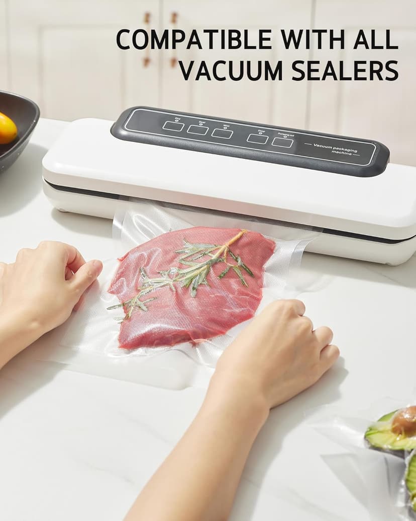 [2025 Upgraded] Syntus 11" x 150' Vacuum Sealer Bags for Food with Cutter, Vacuum Sealer Bags Roll Keeper BPA-free Heavy-duty Commercial Grade for Food Storage, Meal Prep and Sous Vide