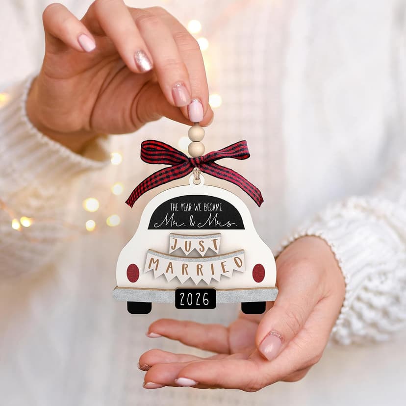 Bridal Shower Gifts for Married Newlywed, Couple - Future Mr and Mrs Gifts - Wood Just Married Ornament 2026 Wedding Gifts - Mr and Mrs Gifts - Wedding Gift for Couples 2026, Bride B0FVM3BS22