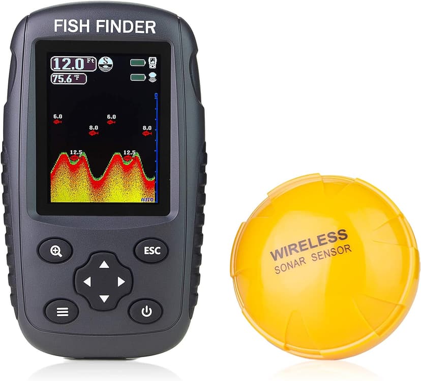 Venterior Portable Rechargeable Fish Finder Wireless Sonar Sensor Fishfinder Depth Locator with Fish Size, Bottom Contour, Color LCD Display