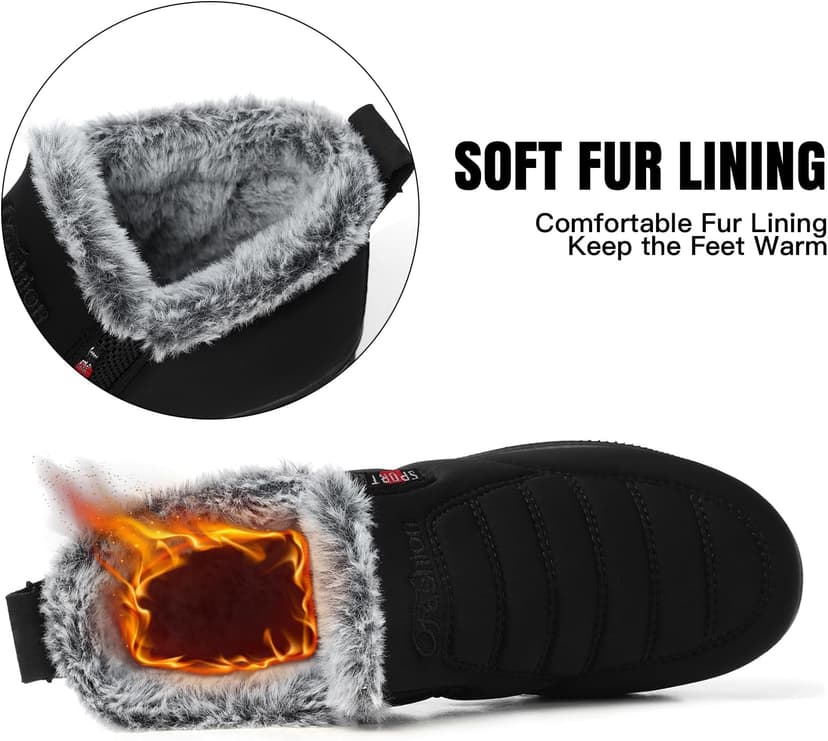 SHIBEVER Womens Snow Boots Ankle Booties Waterproof Winter Boots Synthetic Leather Side Zip Fashion Boots