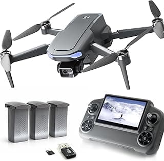 3-Axis Gimbal GPS Drone with 4K Camera YIKKEON Drone, 10000FT Range, 90Min Flight Time with 3 Batteries, 4.5" HD Screen Remote, Auto Return, Follow Me, Brushless Motor, 5G FPV, Foldable RC Quadcopter for Beginners - Under 249g