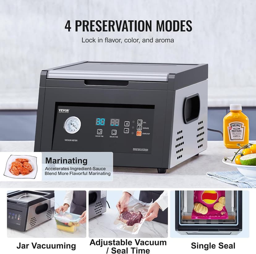 VEVOR Chamber Vacuum Sealer, 380W Vacuum Pump Power, Sealing Bag Packing Machine for Wet Foods, Meat, Compact Design with 11.5 in Sealing Length, Ideal Commercial Sealer for Professional and Home Use