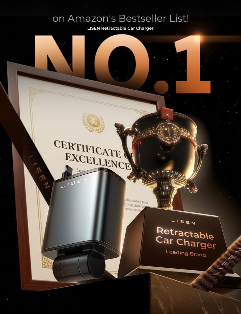 LISEN Retractable Car Charger, 69W USB C Car Accessories Adapter for iPhone 17 USB C Charger Fast Charging, Gifts for Women Men, Travel Essentials, for iPhone 17 Pro Max Air 16 15 14 13 12 Samsung S25