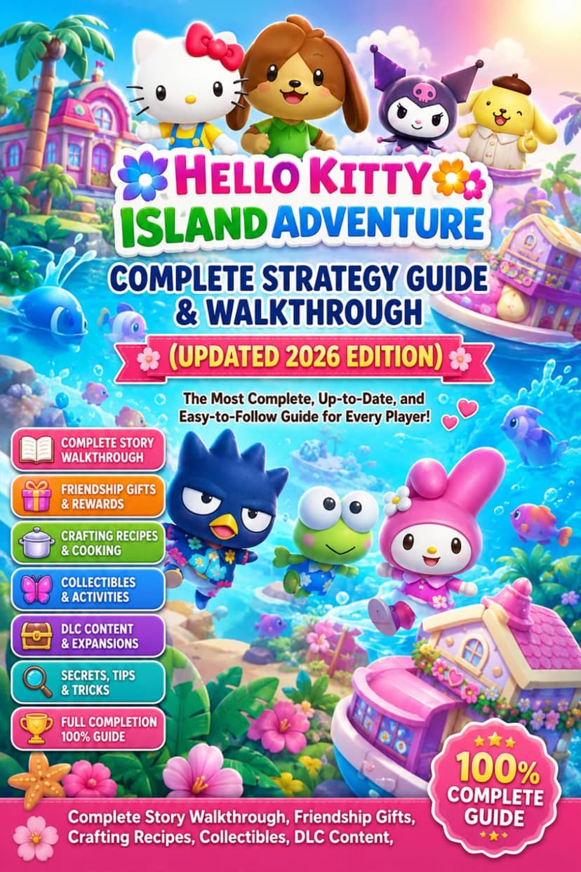 Hello Kitty Island Adventure Complete Strategy Guide & Walkthrough (Updated 2026 Edition) Complete Story Walkthrough, Friendship Gifts, Crafting ... DLC Content, Secrets, and Full Completion B0H17GYGHX