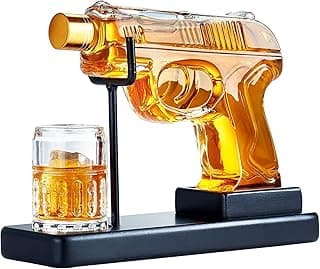 Birthday Gifts for Men Dad, Kollea Gun Whiskey Decanter Sets for Men, Shot Glass, Funny Gift Idea for Him Brother, Liquor Dispenser for Bar, Alcohol, Anniversary, Christmas, Military Present, Cave