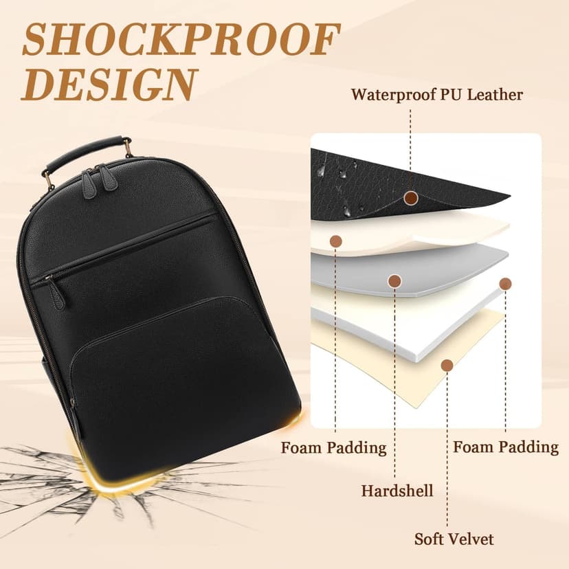 Divvia Camera Backpack Classic PU Leather for DSLR, Professional Camera Bag for Photographers with 15 Inch Laptop Compartment Large 20L