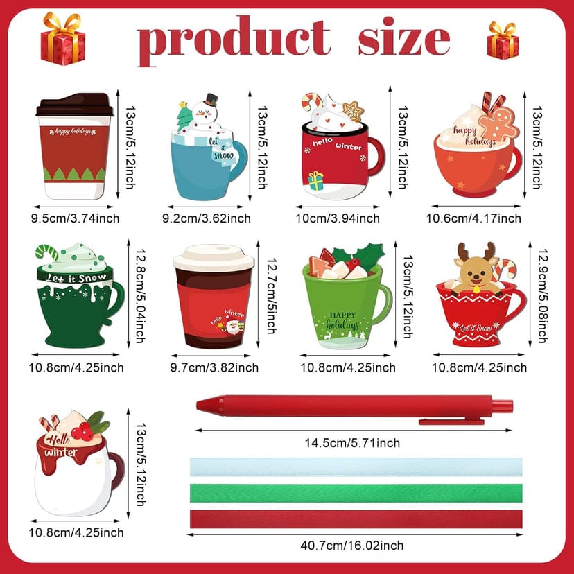 Christmas Holiday To-do List, Winter Themed Notepads for Coworkers Employees Staff, Office Study Work Gifts Party Favors Geyee 9 Sets Christmas Coffee Cup Notepad with Pen Office Gifts B0B8Z63J2N