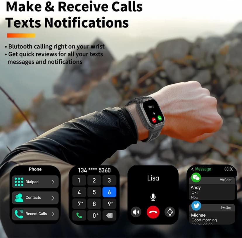 Military GPS Smart Watch for Men with Offline Map/Air Pressure/Altitude/Compass,smart Watch for Android Phones and iPhone,Waterproof Fitness Tracker with Blood Oxygen/Heart Rate/Sleep/100+ Sport Modes