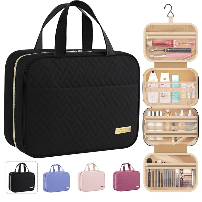 Big Compartment, Waterproof Travel Accessories, Makeup Organizer Cosmetic Bag for Cruise, Gift, Road Trip, Vacation, Medium HOTOR Hanging Travel Toiletry Bag Women Men Essentials Black B0CMLFBTHK