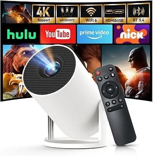 [Built-in Apps & 2026 Upgraded] Mini Projector with Wi-Fi 6 & Bluetooth 5.4, 1080P 4K Support Full HD, Auto Keystone 360° Portable Home Cinema Smart Projector for iOS/Android X1 B0F9XTQKW1