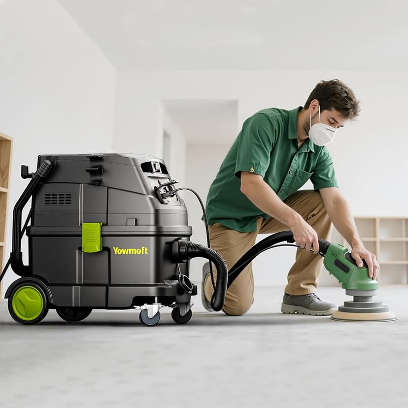 M Class 10 Gallon Dust Extractor for Woodworking with Auto Hepa Clean & Dust Indicator Light Dust Vacuum Extractor with 150CFM Airflow & Power Tool Connector for Workshop Construction (With Handle)