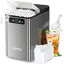 Aeitto Nugget Ice Maker 40Lbs/24H, Countertop Soft Chewable Ice Pebble Ice Machine, One-Click Operation, Auto Self-Cleaning Ice Makers with Scoop&Basket for Home, Office, Kitchen, Party (Grey)