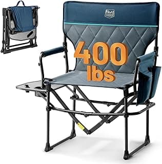 TIMBER RIDGE Aluminum Camping Directors Chair with Side Table Pocket, Portable Folding Chair, Heavy Duty Lawn Chair for Fishing Trip Picnic Concert Outdoor 400lbs, Navy