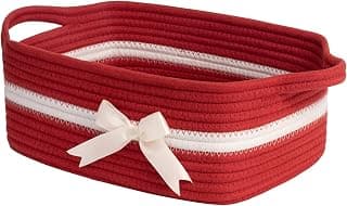 13" x 10" x 5" Storage Baskets for Toys & Baby Essentials, Fits Nursery & Bedroom Organization, Built-In Handles, Bow Design CHICVITA Small Woven Rope Gift Basket, Decorative Burr Basket, Red B0D7MKY1YJ