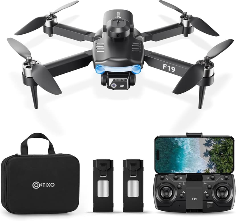 Contixo F19 Drone With 1080p HD FPV Camera, 20 Min Flight 360° Flips Brushless Motor RC Quadcopter With Altitude Hold, Obstacle Avoidance, Follow Me For Novice Beginner's Kids And Adults, 2 Batteries