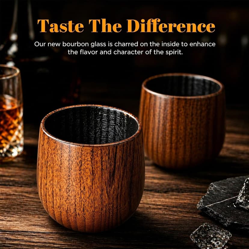Whiskey Bottle, Liquor Decanter, With 11oz Smoke Bourbon Glass(2), Whiskey Gifts for Men, Dad, or Husband, Wooden Gifts Box GENUINED 30oz Globe Whiskey Decanter Set w/2 Charred Wooden Whiskey Glasses B0GV26PYCT