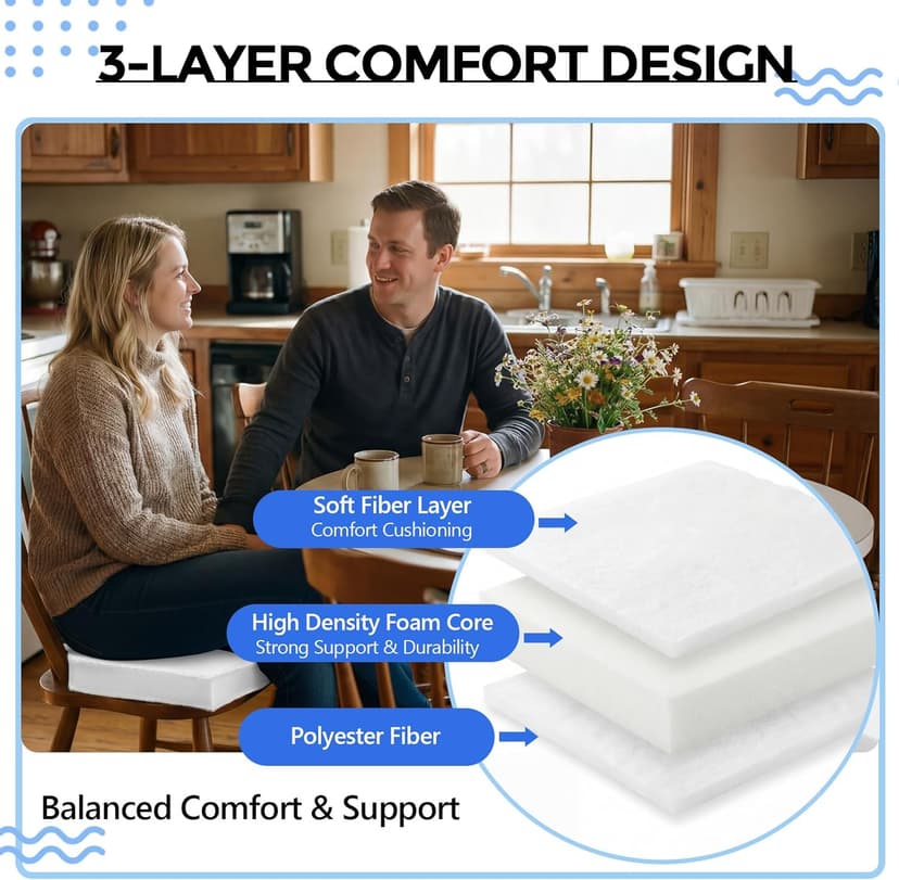 Sieral 4 Pack 18"x18"x2" Chair Foam Cushion Replacement, Upholstery Foam High Density Chair Seat Pad with Polyester, Firm Square Insert for Dining Chairs & Couch, Easy to Cut