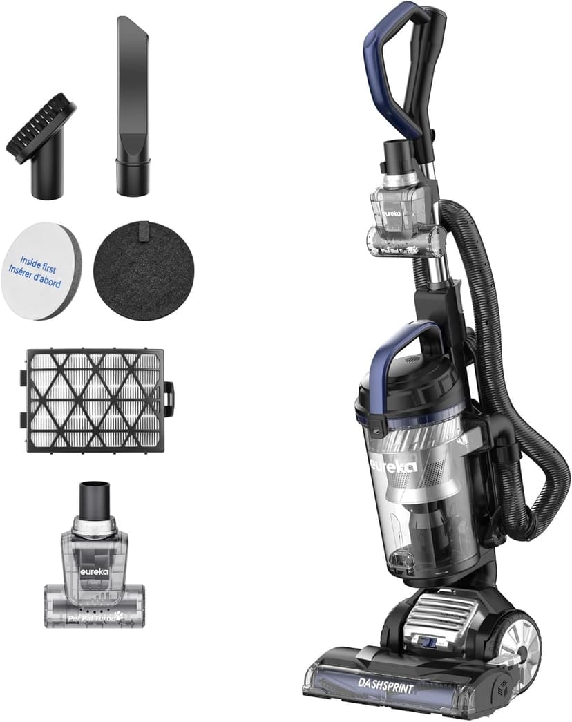 Eureka Upright Vacuum Cleaner for Carpet and Hard Floor,Powerful Vacuum with Dual Cyclone Suction,Swivel Steering,Anti-Tangle,Large Dust Cup,NEU612BL, Blue