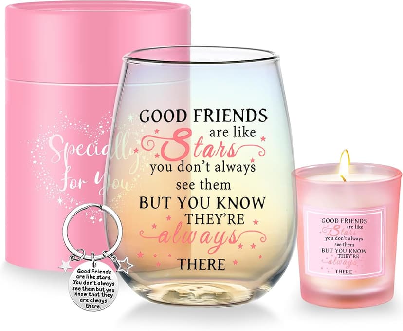 Yalucky Friendship Gifts for Women Wine Glasses Drinking Personalised Birthday Gifts for Friend Men Special Friends Gift Leaving Gift for Her Colleague Best Friend B0C69J45XJ
