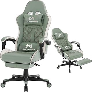 Gamtimer Gaming Chair, 400 lbs Adult Chair, High Back Computer Chair with Footrest and Linked Armrests, Office Video Game Chair with Lumbar Support (Green)